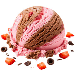 Chocolate Strawberry Ice Cream on Transparent  background