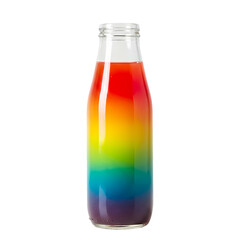 Rainbow Drink: Layered Juice Bottle on Transparent  background