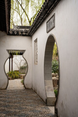Traditional Chinese garden in Suzhou, China in the spring