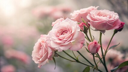 pink roses on a white background