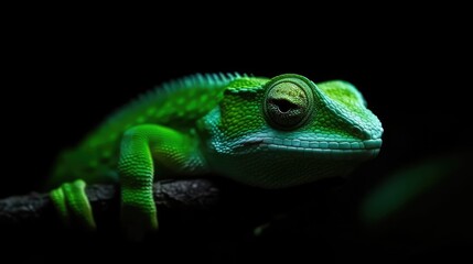 Fototapeta premium Close-up of a vibrant green chameleon