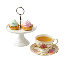 Tea & Cupcakes Image on Transparent  background