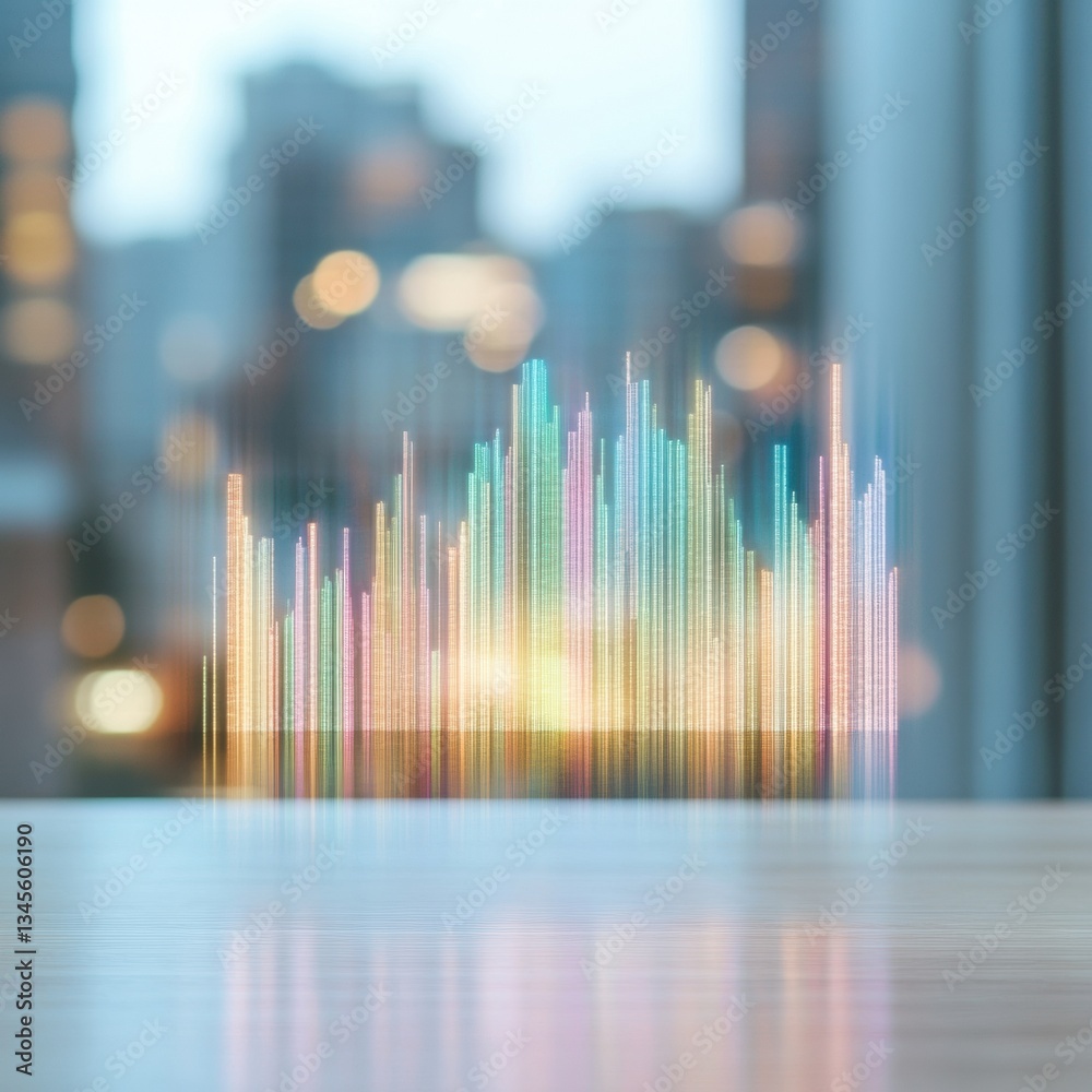 Aufkleber holographic data visualization futuristic urban analytics revealing multicolor business intelligence
