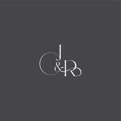 luxury curvy style monogram wedding logo concept letter initial with line JR