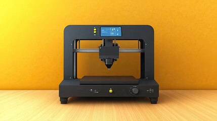 Obraz premium 3D Printing Artistâ€™s Workshop with Software Display and Printer Executing Prints 