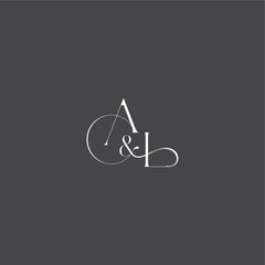 monogram wedding logo concept initial with line AL luxury curvy style letter