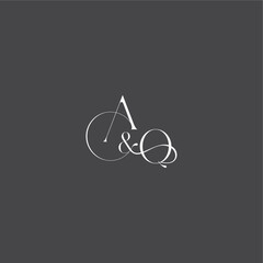 monogram wedding logo concept initial with line AQ luxury curvy style letter