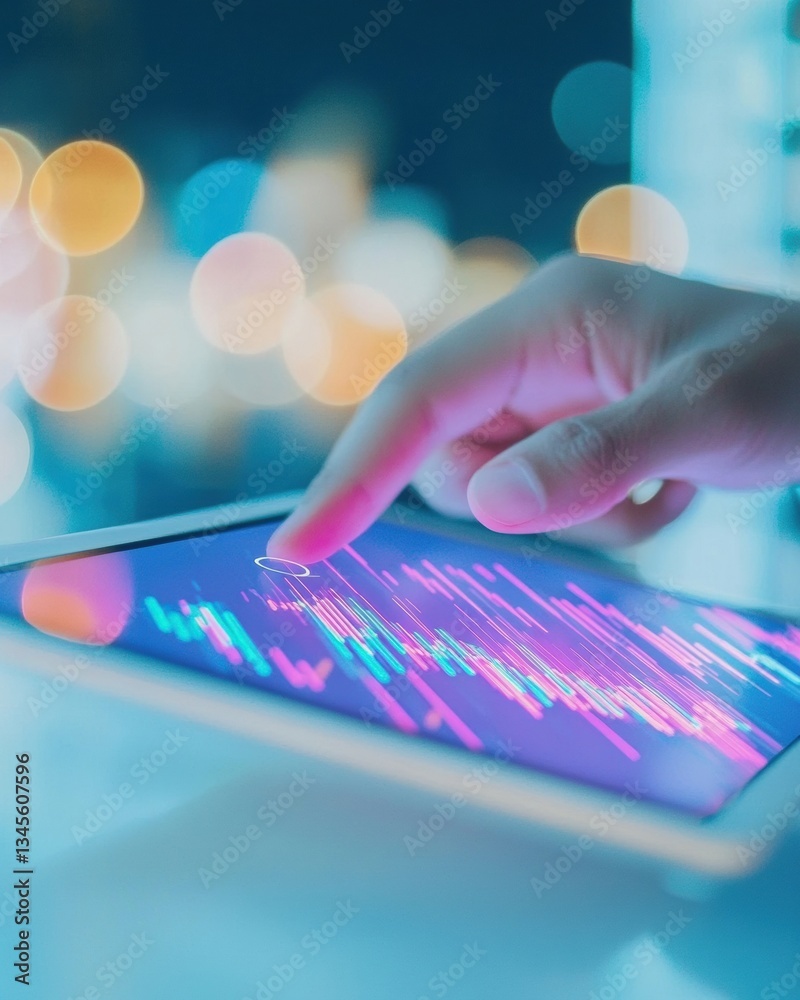 Poster Vibrant Digital Analytics AI-Powered Market Intelligence with Holographic Interface - Transformative Business Insights for Next-Gen Strategic Performance
