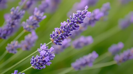 Obraz premium Purple Lavender Flowers in Bloom Close Up