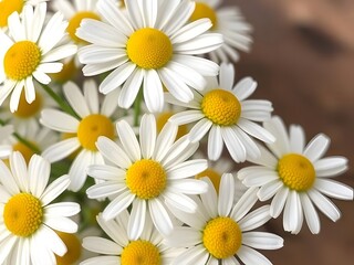 Obraz premium Close-up of a beautiful bouquet of daisies. Fresh white petals and bright yellow centers for nature and floral designs.