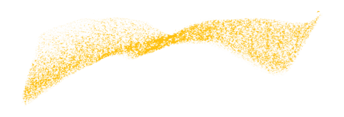 Separate yellow crayon brush strokes on transparent background.