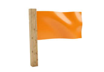 Road Stake Marker Icon - Wooden Stake with Bright Flag for Construction