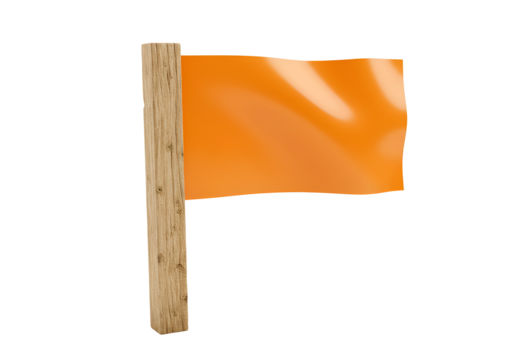 Road Stake Marker Icon - Wooden Stake with Bright Flag for Construction