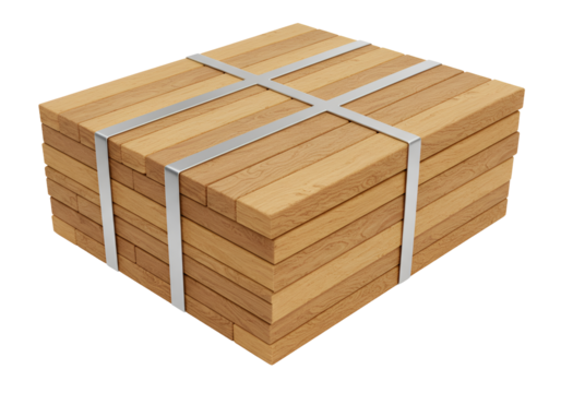 Wooden Planks Stack Icon - Bundle of Wooden Planks Tied with Metal Straps