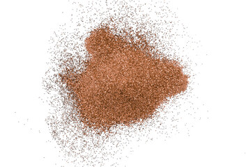 Brown glitter powder isolated on transparent background.