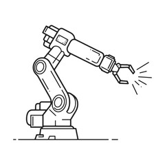 Robotic hand manipulator silhouette symbol icon.