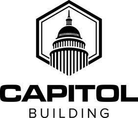 simple black silhouette washington senate congress capitol building or white house icon logo design