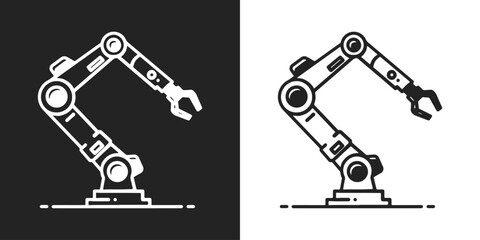 Robotic hand manipulator silhouette symbol icon.