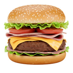 Juicy Cheeseburger Photo on Transparent  background
