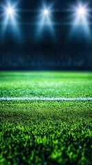 Night stadium, lit field, soccer pitch