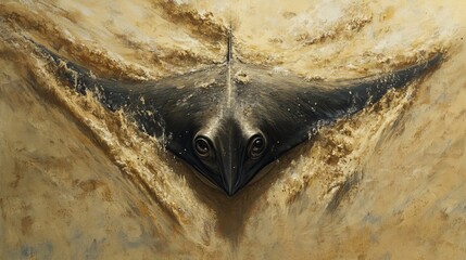 Generic Stingray Burying View Eyes Sand Watching Itself