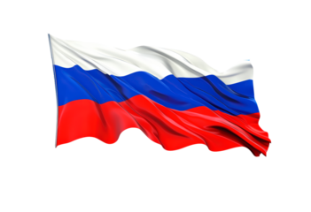 Waving flag of Russia isolated on transparent background