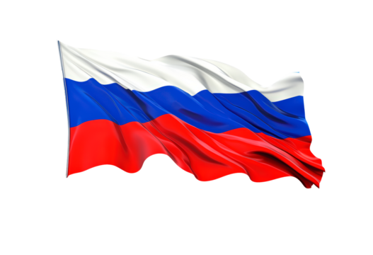 Waving flag of Russia isolated on transparent background - Powered by Adobe