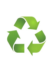 3D Green Recycling Symbol on Transparent Background
