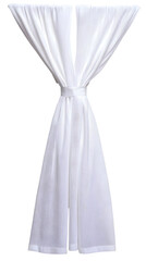 Isolated Transparent Background of White Fabric Sheer Curtain Decoration Render Elegant Interior Textile Luxury Home Design Window Drape