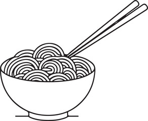 Minimalist Noodles on a Plate Line Drawing
