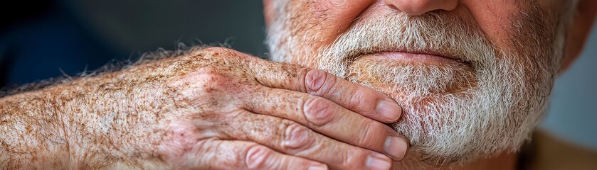 Naklejka premium A poignant image capturing the essence of care an Elderly man receiving comfort through touch The caregivers hands gently holding his, creating a moment filled with warmth and emotional support This