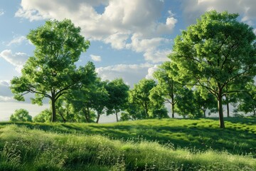 Obraz premium Vibrant Color Picture of Landscape with Trees and Clear Sky