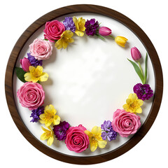 Floral Wreath: Spring Flowers on Transparent  background