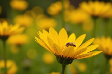 Obraz premium close up of a yellow flower in a field