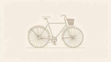 Fototapeta premium Detailed illustration of a vintage bicycle with a basket on a neutral background showcasing the design and craftsmanship