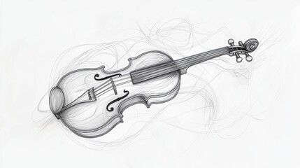 Obraz premium Detailed sketch of a violin with graceful lines and curves showcasing musical elegance and artistry