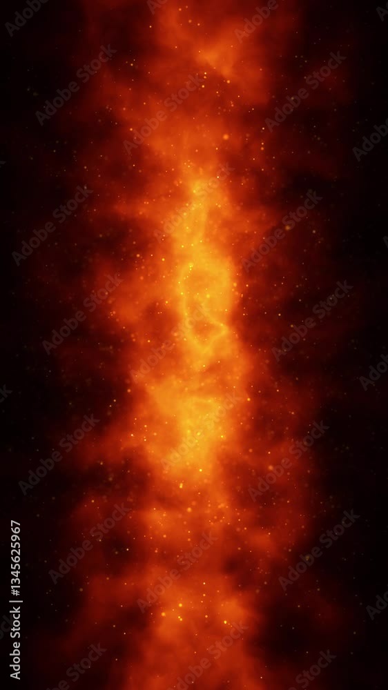 Sticker dark fire loop flames with small sparks vertical animation background.