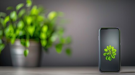 Smartphone with plant graphic