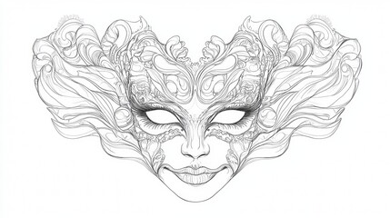 Intricate mask design featuring floral patterns and flowing lines designed for a masquerade event