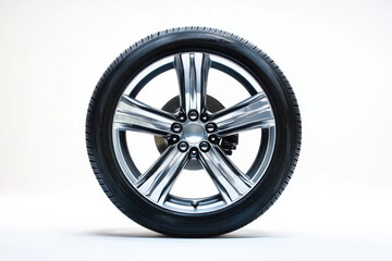 Obraz premium Car Wheel on White Background