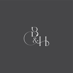 monogram wedding logo concept initial with line BH luxury curvy style letter