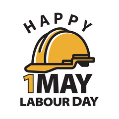 Fototapeta premium Happy Labour Day May 1st Hard Hat Worker Celebration Graphic