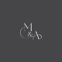 monogram wedding logo concept initial with line MA luxury curvy style letter