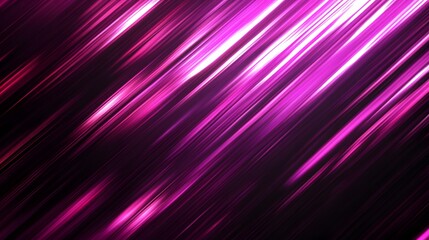 Fototapeta premium Bright pink and magenta diagonal glowing lines against dark background