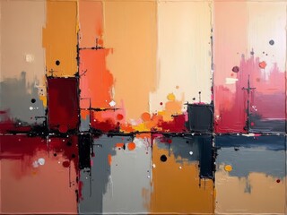 Abstract expressionist art, featuring bold colors and dynamic brushstrokes