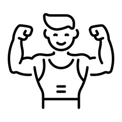 A gym bodybuilder posing, linear style icon 