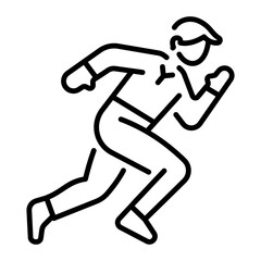 A linear style icon of a character running in a sprinting sport  