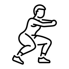 A character doing squat exercise, line style icon 