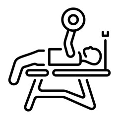 Line style icon of a character doing exercise on bench press 