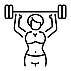 Line style icon of a female character lifting barbell 